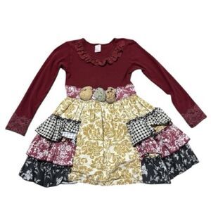 Giggle Moon Burgundy and Gold Kids Dress size 5